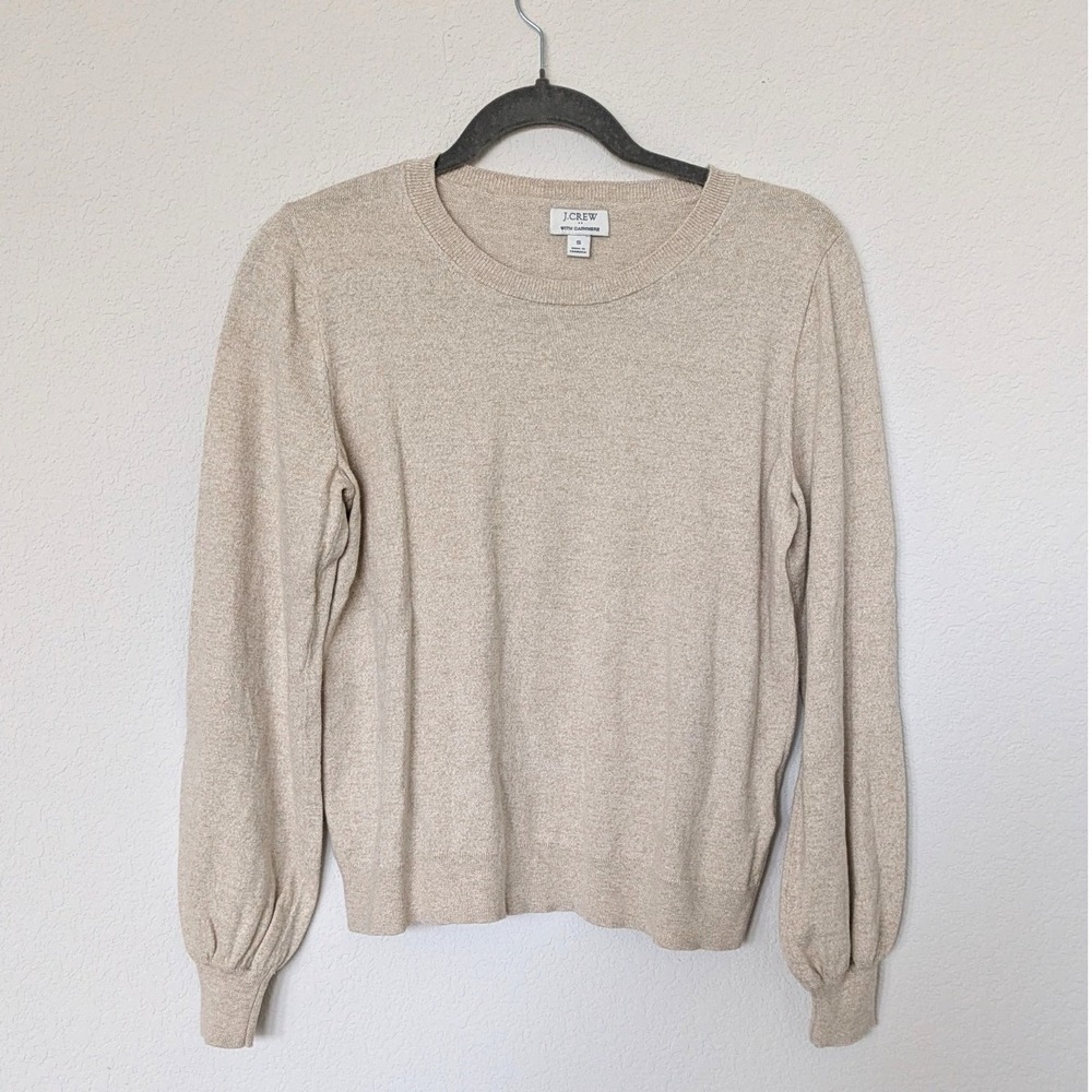 J.Crew Cotton Cashmere Sweater Crewneck Puff‎ Sleeve Women's Small - Picture 2 of 7